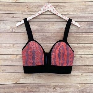 Tobi Open Front Aztec Geometric Print Sleeveless Crop Size Small